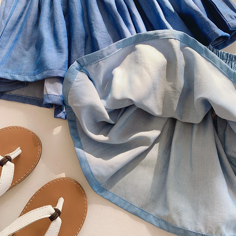 Pantalones cortos para niñas, faldas informales de verano, pantalones cortos plisados con cintura elástica para niños, ropa de Color sólido, pantalones Kawaii para niños - imagen 4