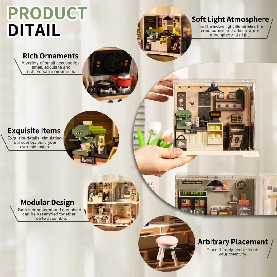 Casa en miniatura con luz cálida – Maqueta infantil para montar - imagen 4