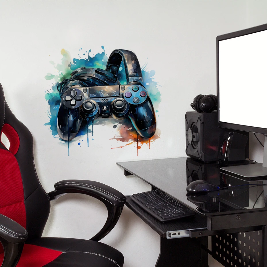 Pegatina pared vinilo gamer joystick graffiti para dormitorio - imagen 2