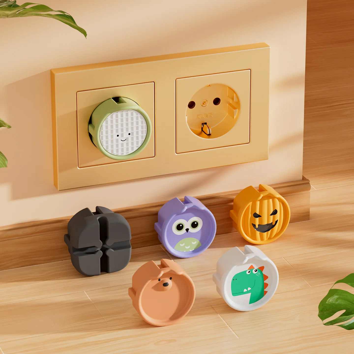Cubierta protectora para toma de seguridad eléctrica, enchufe antigolpes de dibujos animados para bebé, cubierta protectora para conector de interruptor estándar europeo, 5 uds.