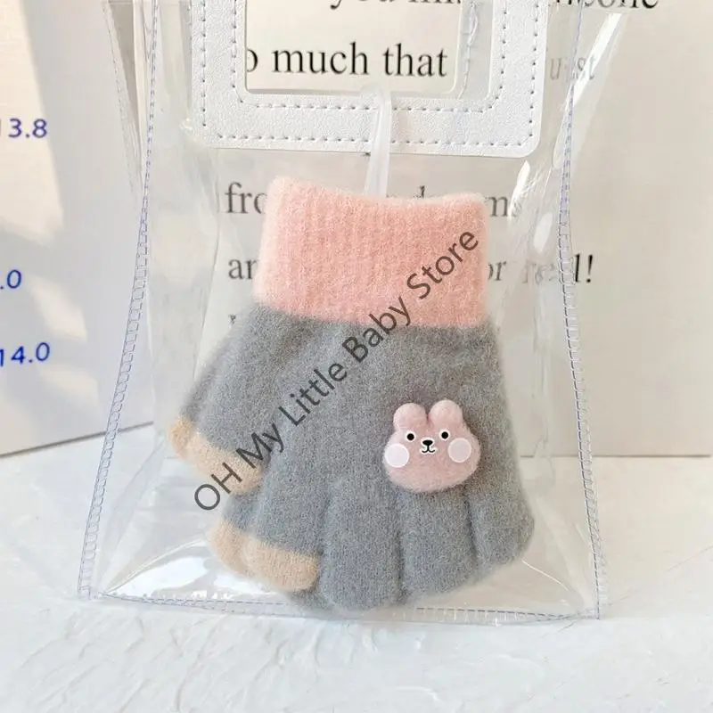 M76C Guantes tejidos invierno para bebé, guantes cálidos Color grueso para bebé 0 a 3 años - imagen 3