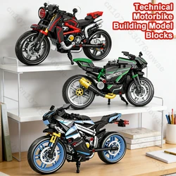 Bloques de modelo de construcción de Moto técnica ciudad Retro Moto Racer DIY modelo de ensamblaje ladrillos juguete para niños niños adultos coche Se