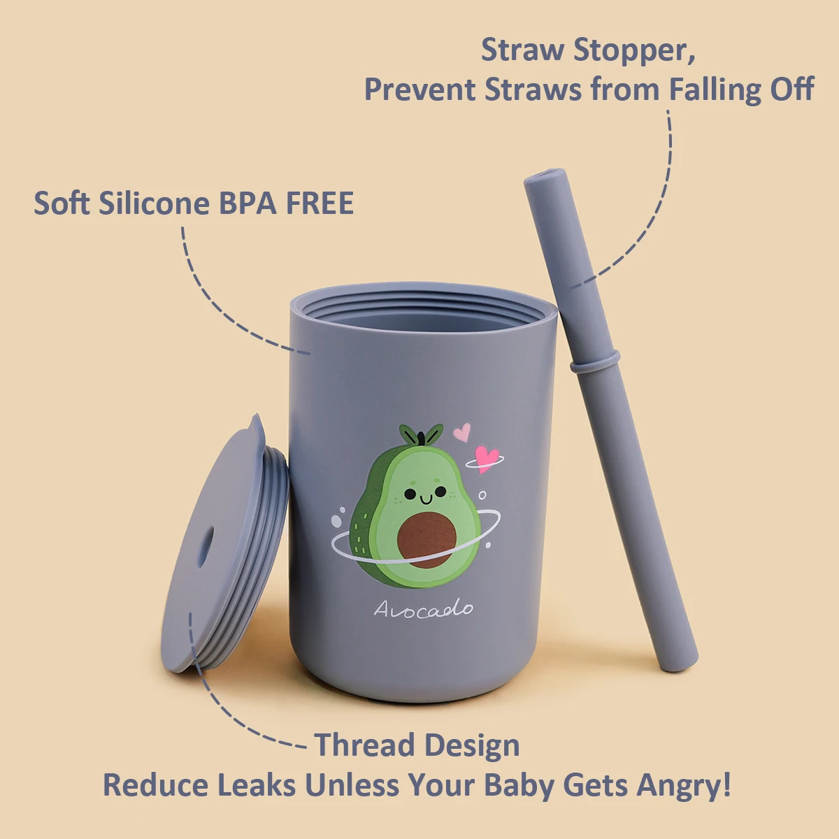 TYRY.HU, 1 Uds., taza para sorber de silicona para bebés con tapa, taza para beber portátil, taza de alimentación antifugas para niños, silicona de calidad alimentaria de 150ML - imagen 2