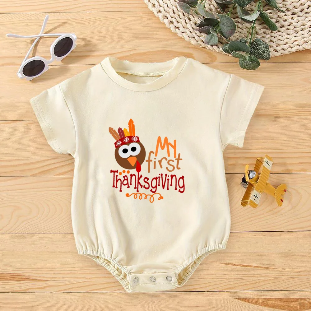 My 1st Thanksgiving Baby Bubbles Romper, body infantil para fiesta de otoño, camiseta de gran tamaño para bebé recién nacido, pelele, Ropa Retro - imagen 4