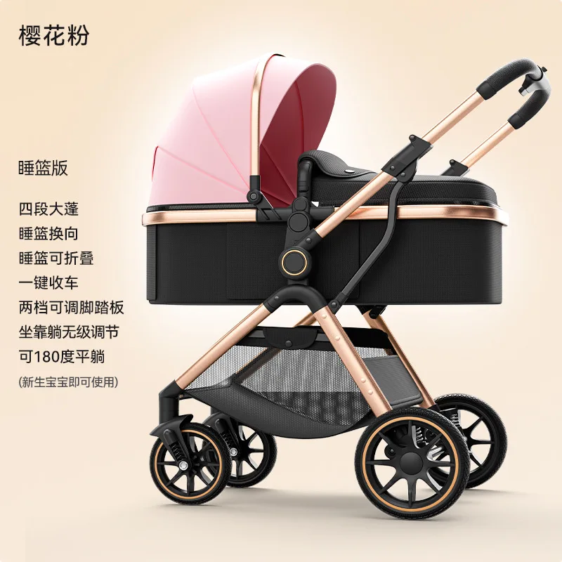 Cochecito de bebé Wisesonle, asiento empujado en ambos direcciones, cochecito de bebé portátil plegable ligero, cochecito para niños