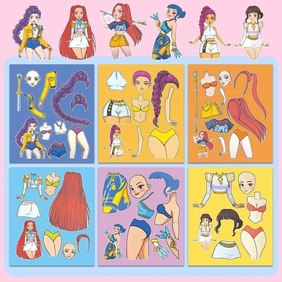 6/24 Uds. De cazadores de demonios Kpop creativos, pegatinas de rompecabezas de dibujos animados para niños, haz tu propio juego DIY, rompecabezas para niños, juguete para regalo educativo - imagen 5