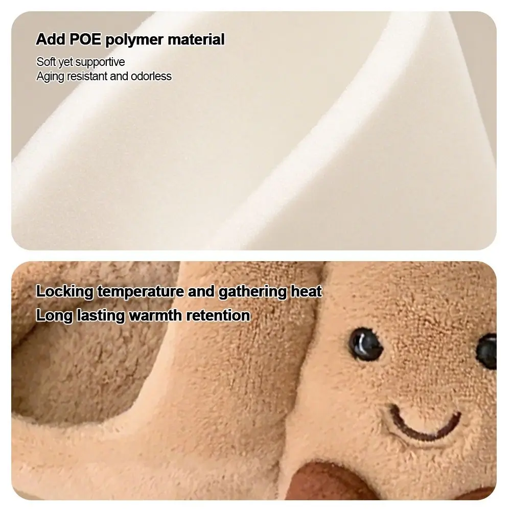 Zapatillas de algodón kawaii a la moda para invierno, zapatos planos suaves antideslizantes para mantener el calor, pantuflas peludas con parte inferior gruesa para interior del hogar - imagen 3