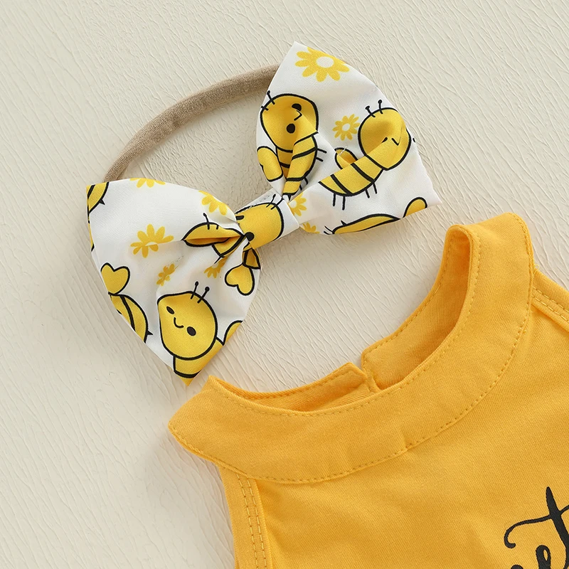 Conjuntos de verano para niña de 0 a 18 meses, camisetas sin mangas con estampado de abeja/mariquita, faldas con cintura elástica, conjunto de ropa de 2 uds. - imagen 5