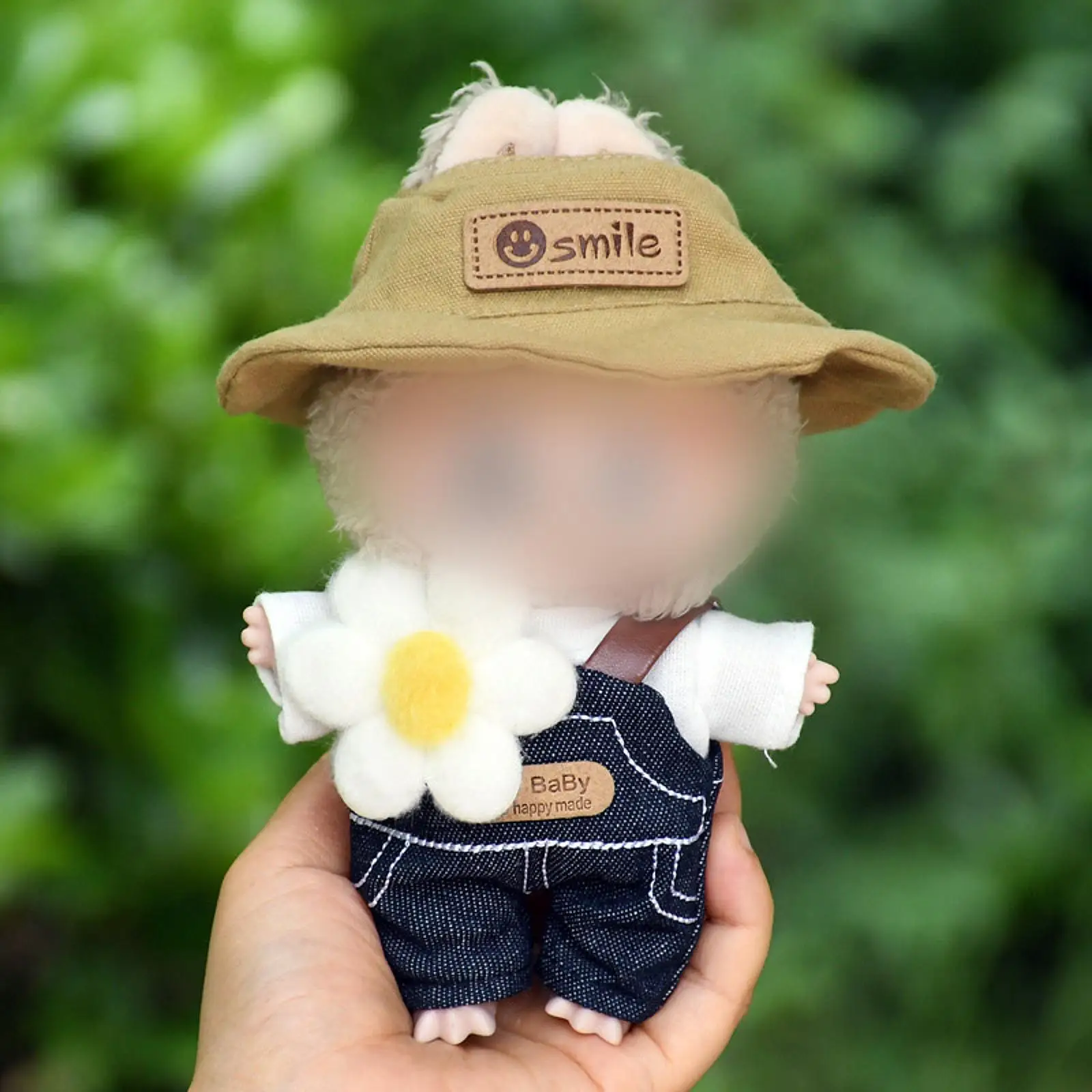 Plush Figure T Shirt and Suspenders Clothing Photo Props Fashion with Hat for Imagination Flexibility 15cm Dolls Coordination