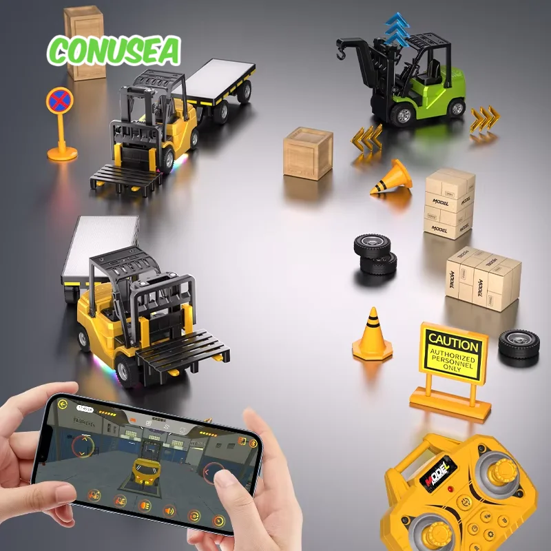 Carretilla elevadora teledirigida – Juguete de construcción infantil - imagen 3