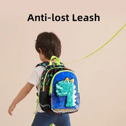 Mochila infantil reversible con brillos – Dinosaurios para niños 3-6 años