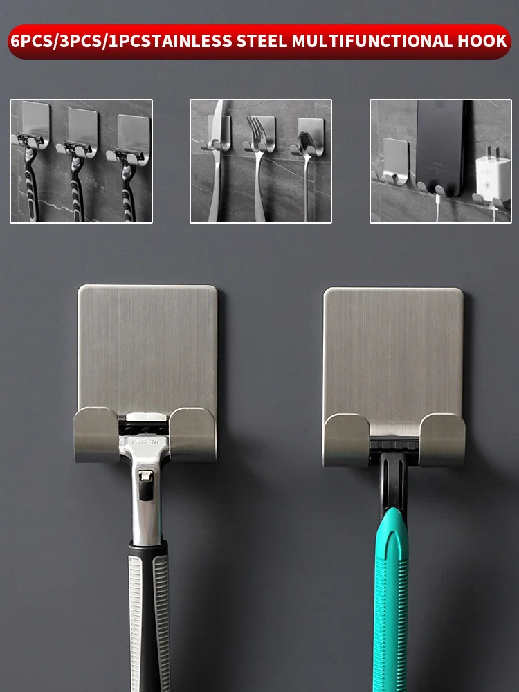 Estante para afeitadora de acero inoxidable 2CPS, gancho para afeitadora de baño, soporte de almacenamiento para estante colgante, soporte para afeitadora Manual antigua - imagen 4