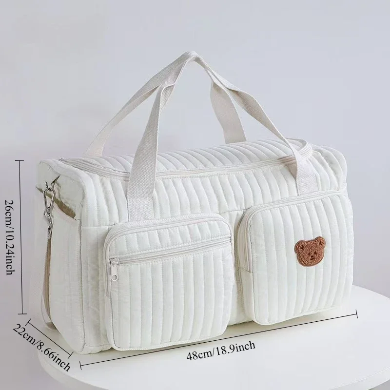 Bolsa de mamá de gran capacidad, bolsa de pañales para equipaje, bolsos de hombro portátiles, bolso de viaje de maternidad con bolsillos para madres y niños - imagen 4