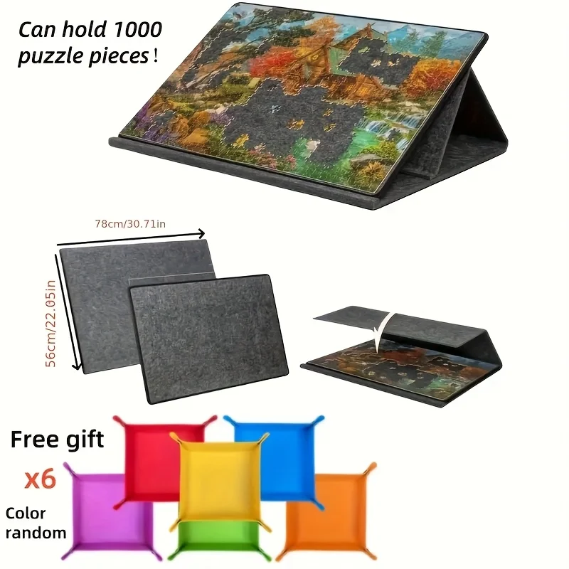 Tablero de rompecabezas inclinable con soporte y cubierta protectora y 6 almacenamientos, mesa de rompecabezas portátil con capacidad para 1000 piezas DIY, regalos de rompecabezas - imagen 2