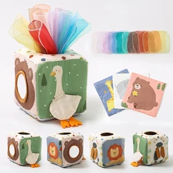 Juguete sensorial Montessori Caja de tela con animales de algodón
