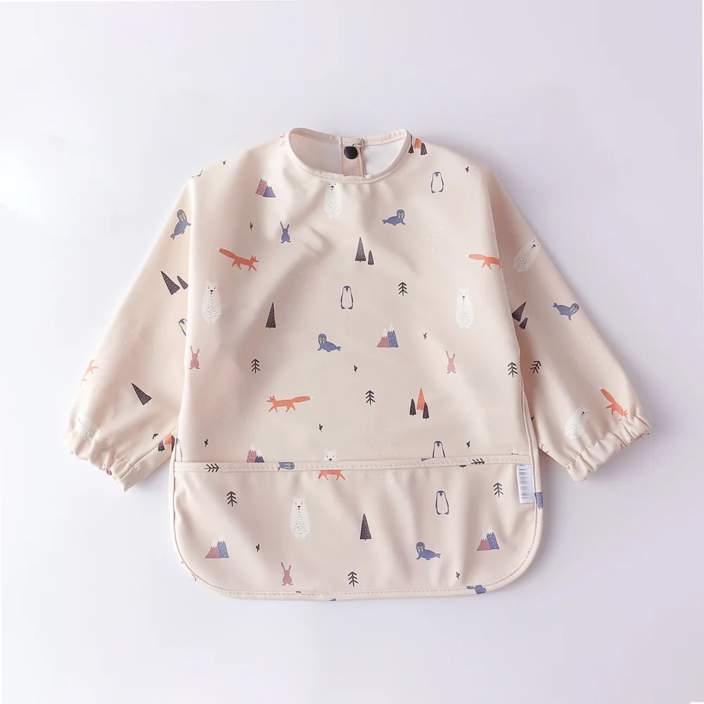 Baberos impermeables de manga larga para bebés de 1 a 4 años, paño suave para eructar, dibujo de dibujos animados, delantal de pintura, ropa para niños y niñas - imagen 5