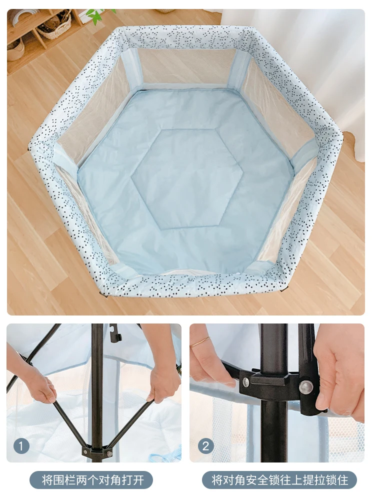 Corralito plegable para bebé con valla de seguridad y alfombra - imagen 5