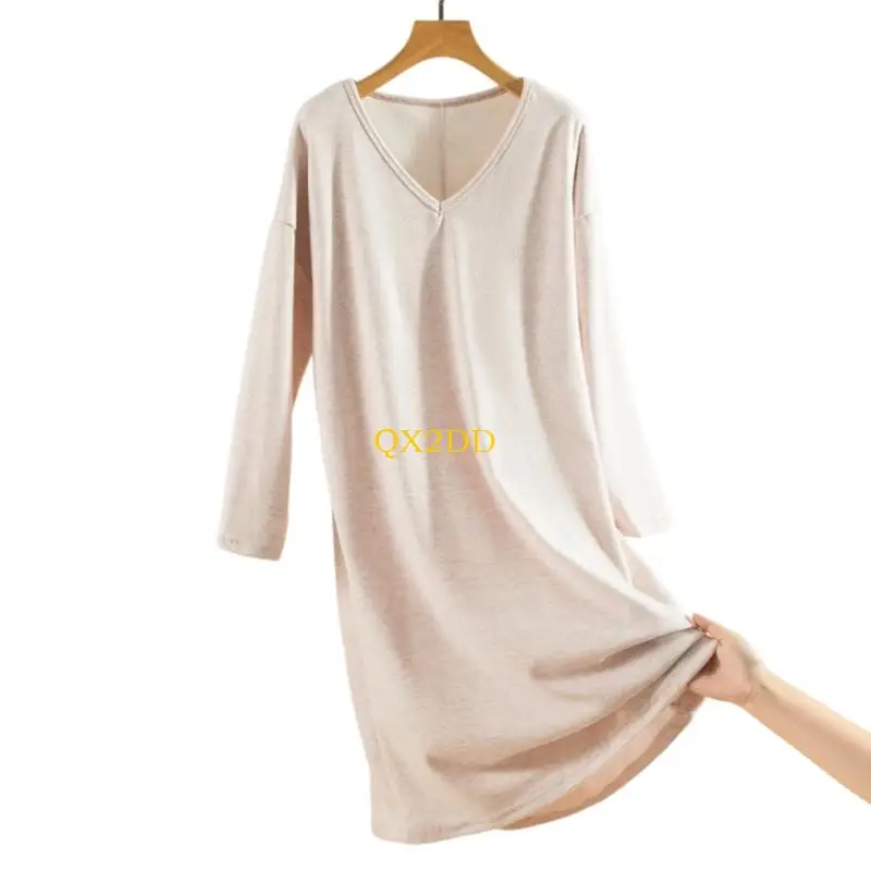 QX2D Vestido maternidad con acolchado, ropa dormir cálida para comodidad posparto, camisón térmico, ropa dormir - imagen 2