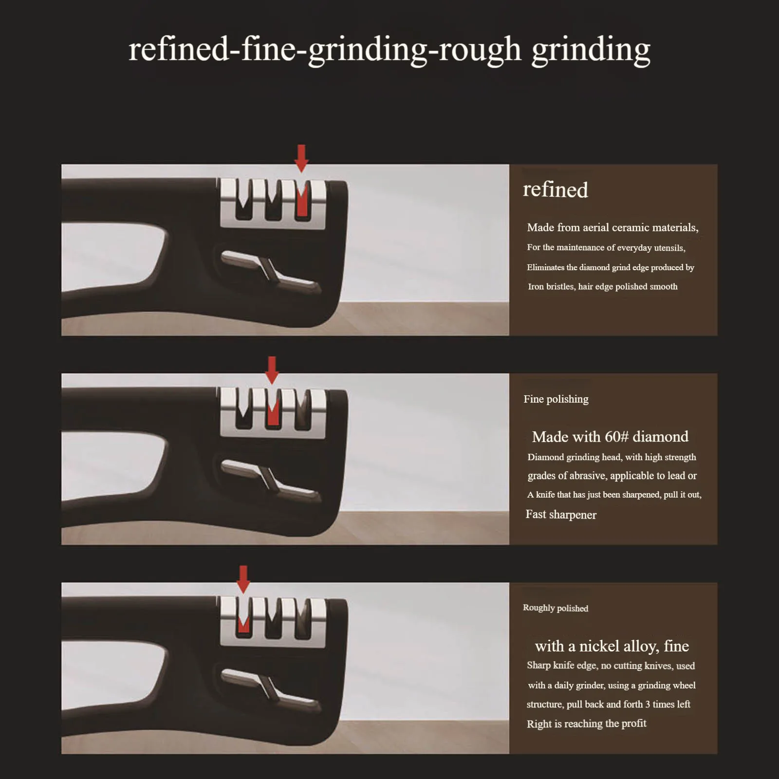 Afilador de cuchillos profesional 4 en 1, piedras reemplazables de cerámica y tungsteno, restaura el borde a todos los cuchillos de cocina, 1 ud. - imagen 5