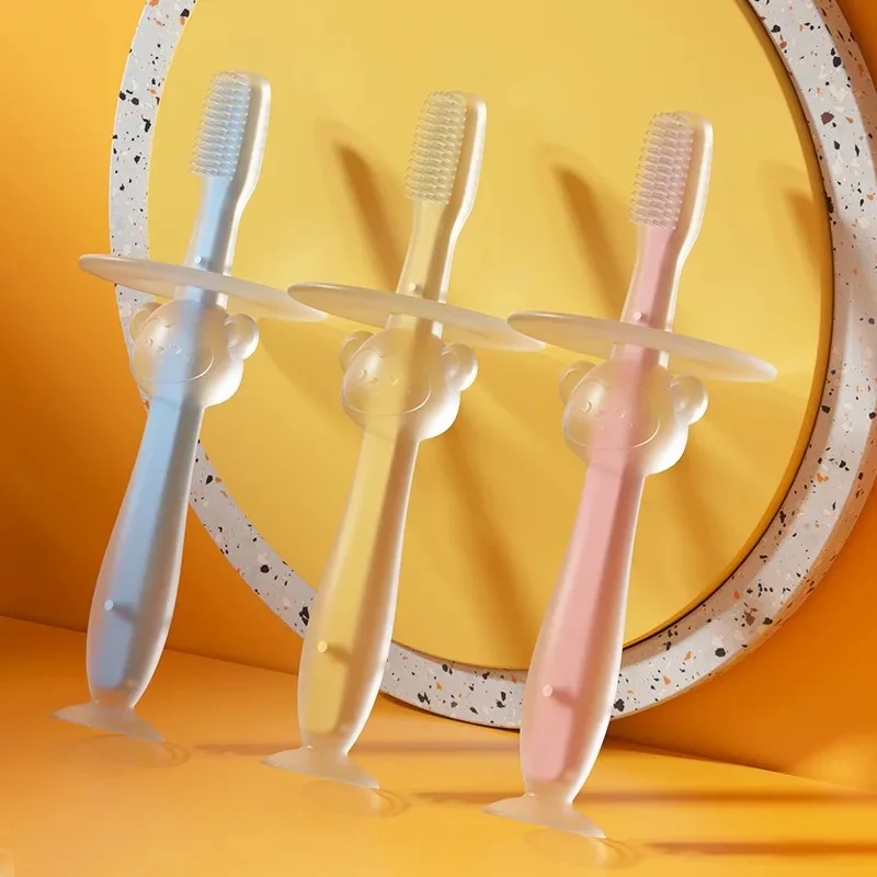 Cepillo de dientes de silicona para bebé – Mango suave flexible
