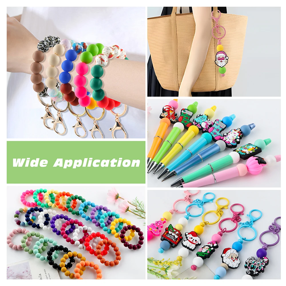 Kovict 9/12/15/19MM 20 ~ 200 Uds cuentas de silicona cuentas redondas sueltas DIY llavero pulsera collar accesorios para la fabricación de joyas - imagen 5