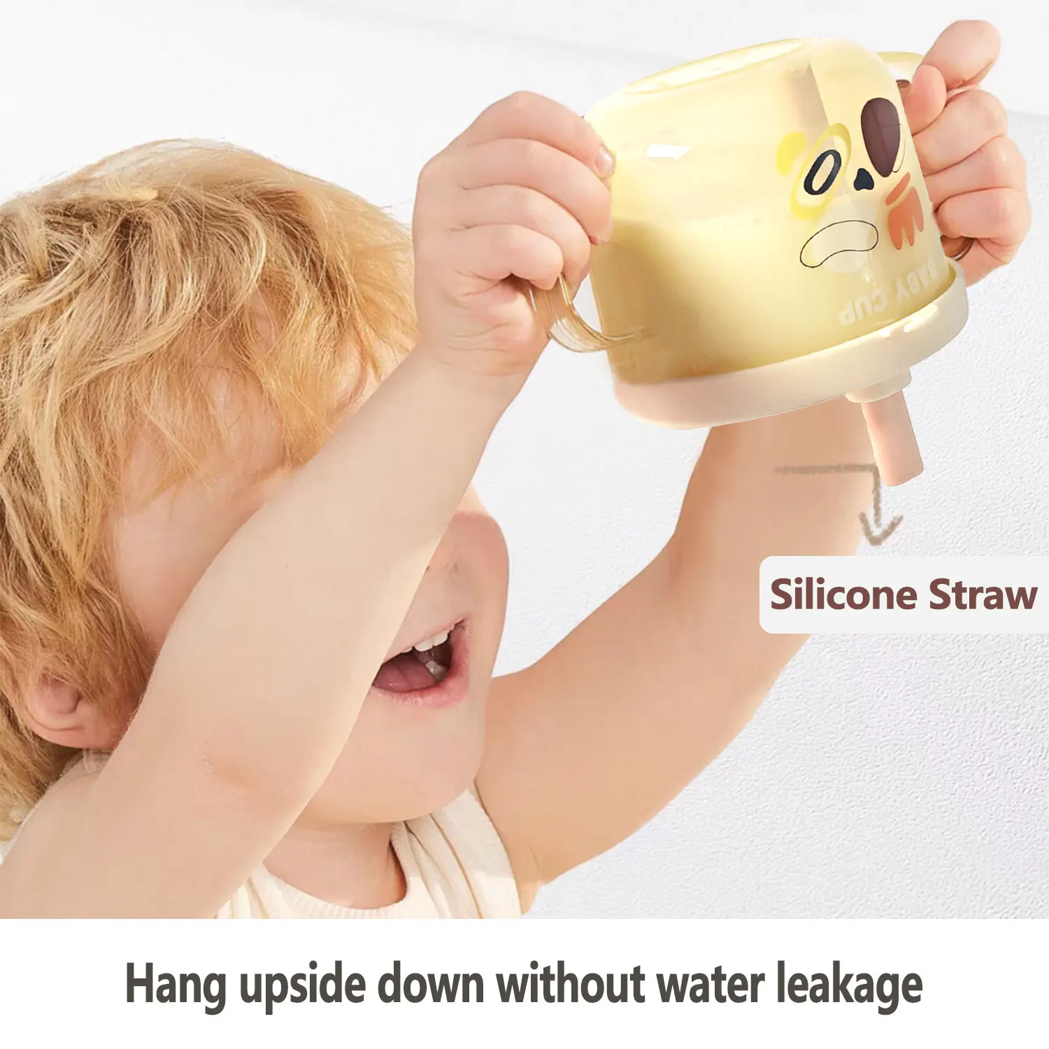 Taza de paja de panda para niños de 300ML, taza de agua, taza de desayuno, accesorios de fotografía, mayores de 6 meses, anticaída, antifugas - imagen 5