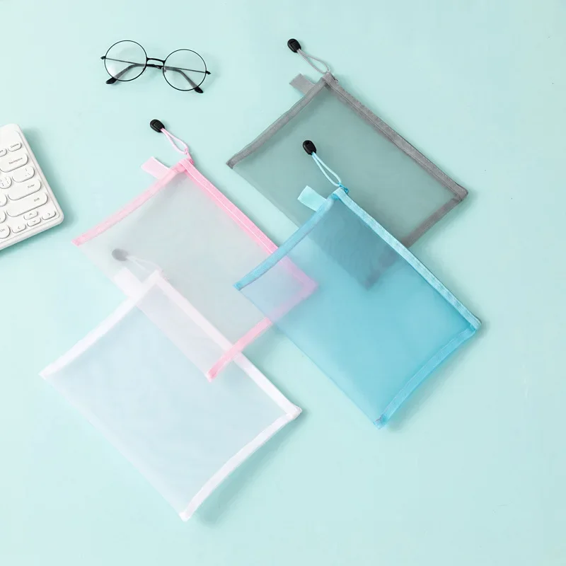 Bolsa de malla con cremallera A6 para documentos, bolsas de archivo impermeables con cremallera, bolsas de plástico para lápices, organización del aula - imagen 2
