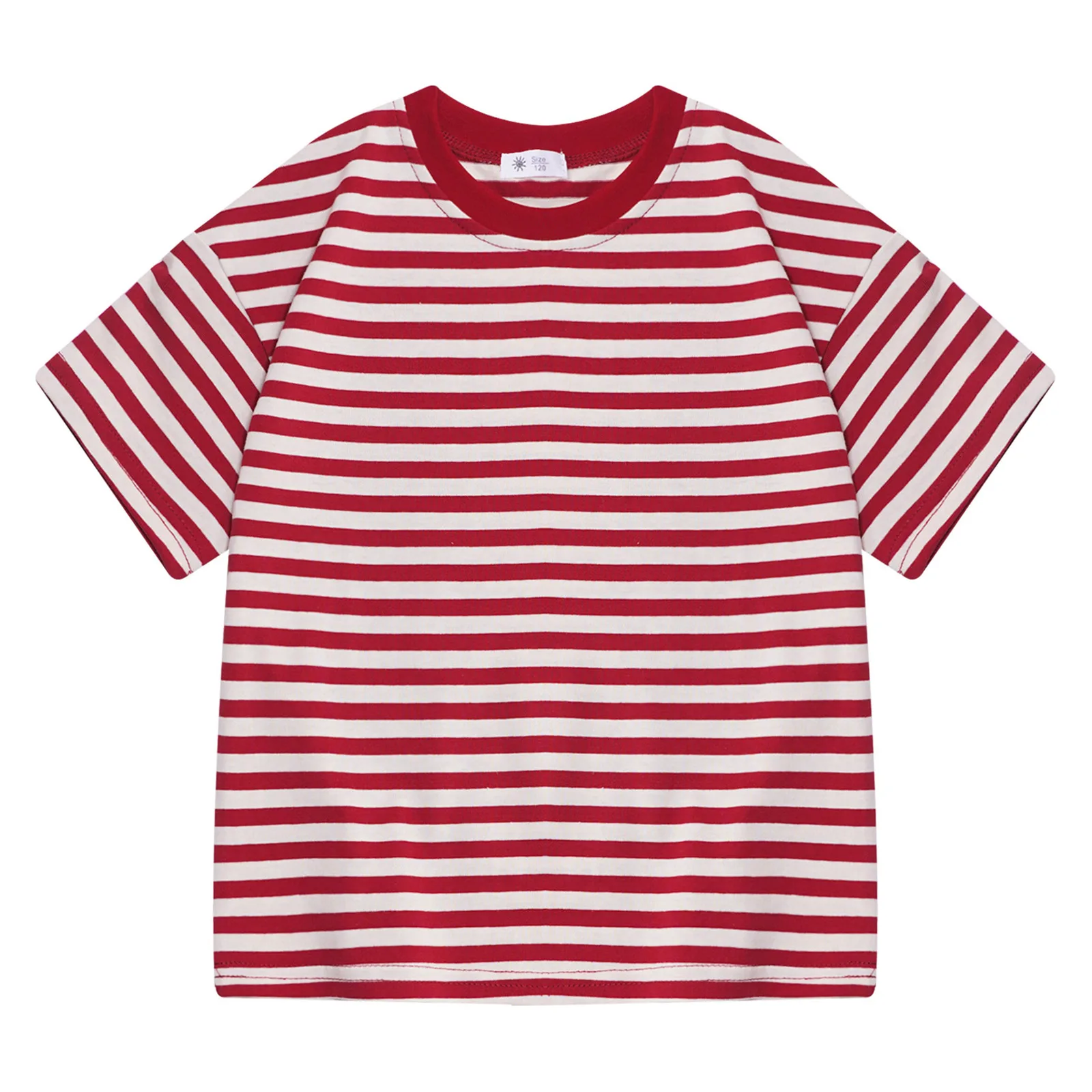 Camiseta a rayas para niños y niñas, Tops informales de manga corta con cuello redondo, jersey de ajuste Regular, ropa de calle informal de verano - imagen 4