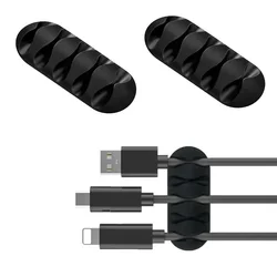 VIKEFON Organizador de silicona autoadhesivo para enrollar cables USB