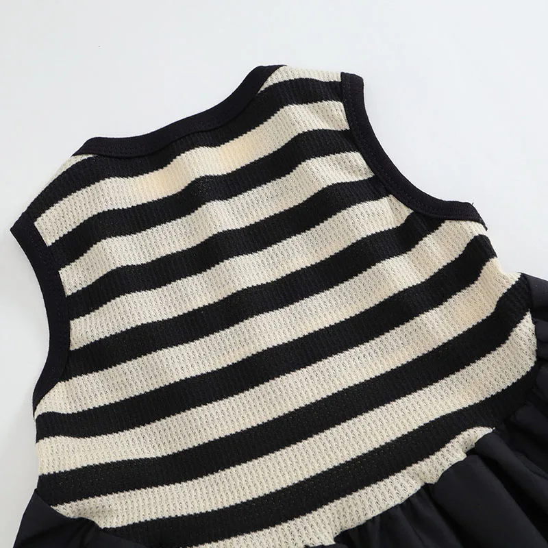 Ropa de verano para niños, moda coreana para niñas, vestidos de princesa sin mangas a rayas para bebés, vestido para niños pequeños, ropa de Boutique para niños B060 - imagen 5