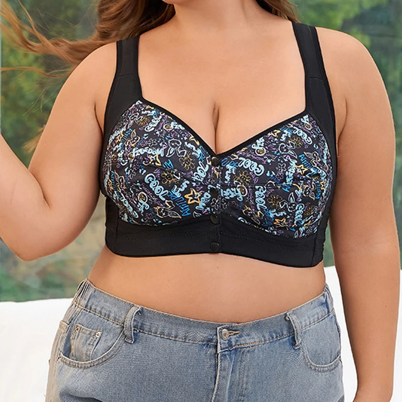 Copa A-G, sujetadores de maternidad de verano, chaleco con estampado Floral, talla grande europea americana, sin hebilla frontal de acero, sujetadores de lactancia - imagen 3