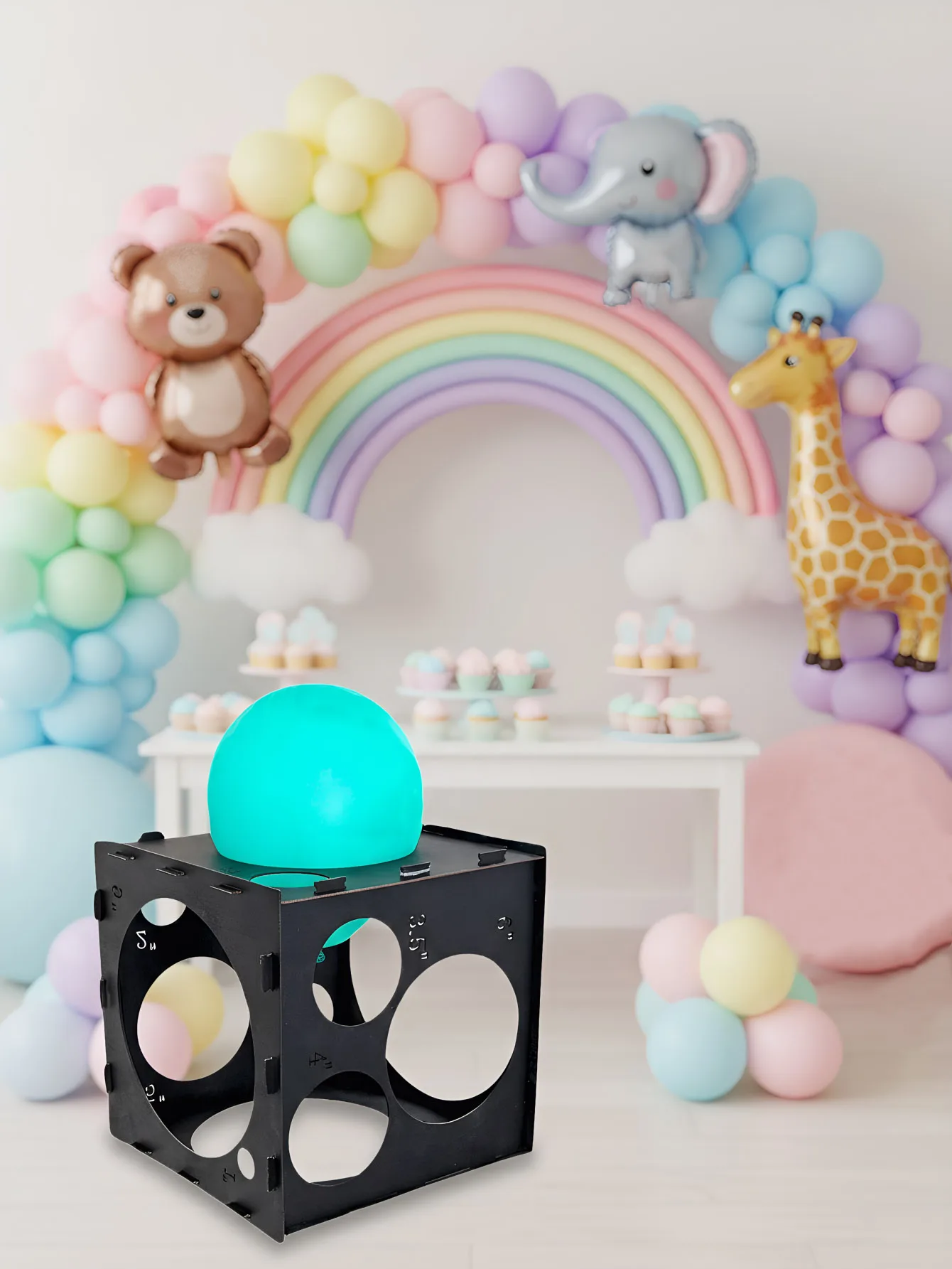 Medidor de globos madera negra plegable para arco y decoración - imagen 3
