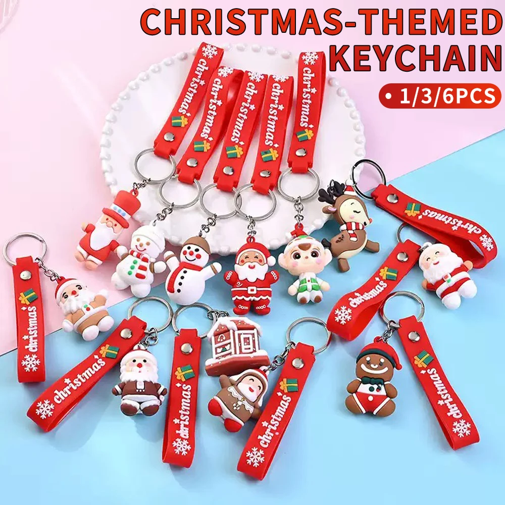 1/3/6PCSLlavero de Navidad - Regalo de Nochebuena de Papá Noel - Colgante de muñeca - Decoración de coche y bolso de pareja Pequeño regalo - Empresa