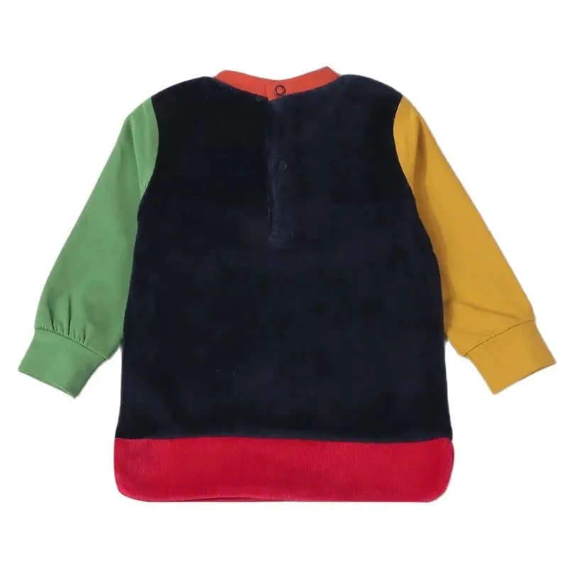 Camiseta de manga larga kds para niño y niña, traje de moda de terciopelo con bolsillo de contraste, ropa de otoño e invierno - imagen 2