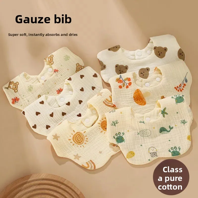 Toalla de saliva para bebé, babero para recién nacido de cuatro capas de algodón puro, toalla triangular de leche antiescupir, babero fino de pétalos para bebé de primavera y verano