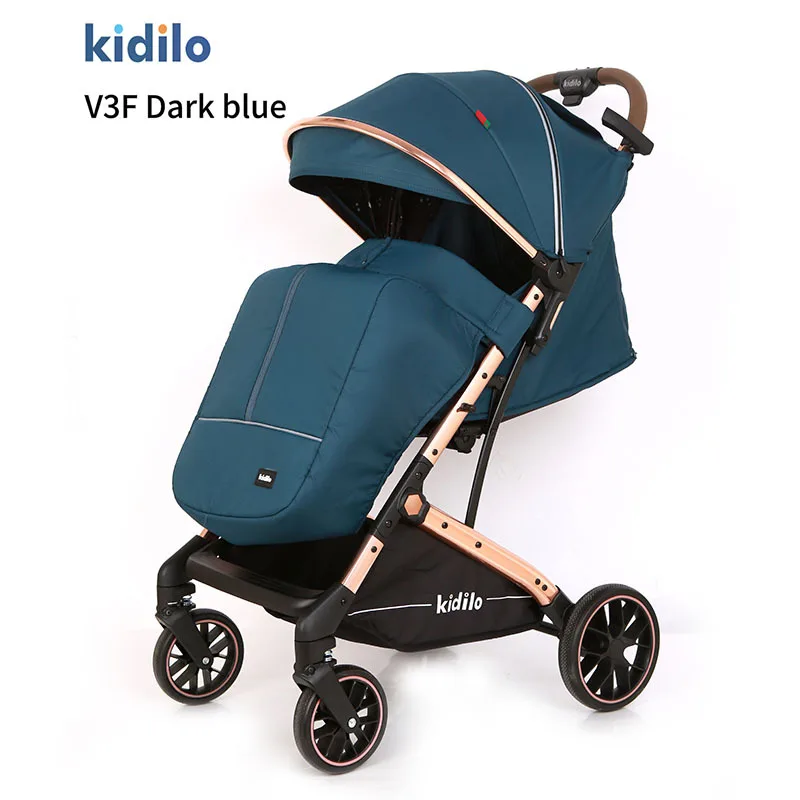 Cochecito Kidilo de alta vista para sentarse y tumbarse, cochecito de bebé plegable ligero, cubierta de pie gruesa - imagen 5