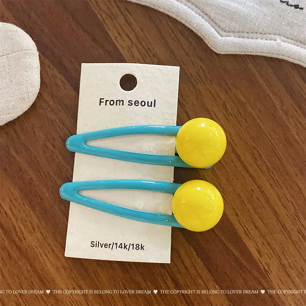 2 unids/set de Clips BB de Color caramelo para niñas Y2K, Clip de presión de Metal Simple, pasadores pequeños bonitos, tocado, accesorios para el cabello para niños - imagen 4