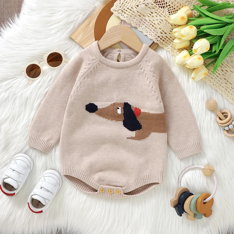 Body de invierno para bebé de 0 a 18m, mono tejido de manga larga para recién nacidos, monos netales informales de otoño para niños y niñas, una pieza