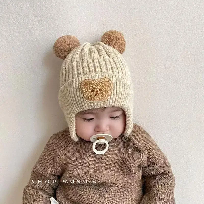 Gorro de oso con orejeras para bebé – Punto cálido invernal - imagen 3