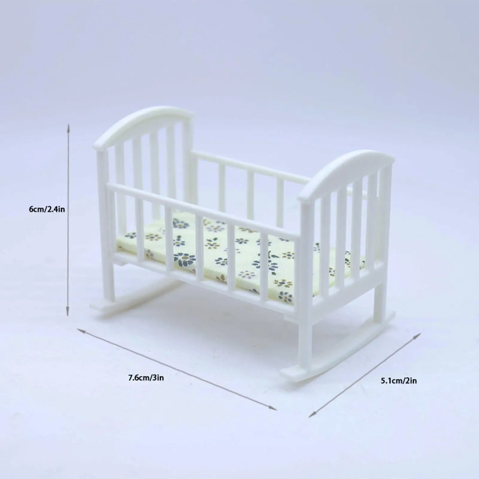 1:12 Miniature Crib with Mattress Realistic Dolls Bed Toy Bedroom Accessories Bed Decoration Kids Gift Crafted 1:12 Miniature Crib with Mattress Realistic Dolls Bed Toy Bedroom Accessories Bed Decoration Kids Gift Crafted