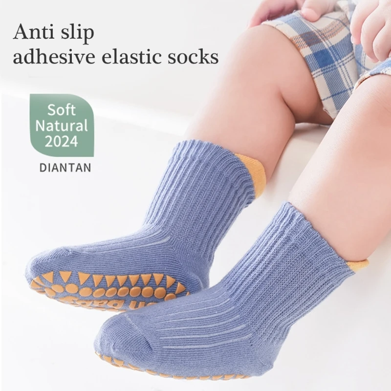 Calcetines tobillo QX2D Calcetines algodón con calcetines agarre elástico altos - imagen 2