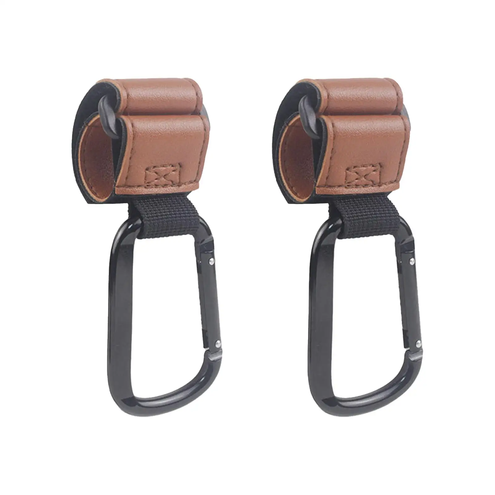 Universal PU Leather Stroller Hooks Adjustable Bag Clips for Hanging Diapers Shopping Bags for Infant Pram Accessories