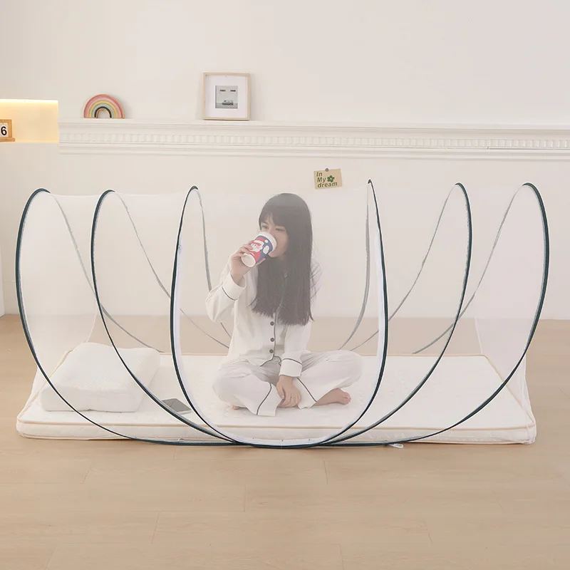 Mosquitera de yurta de instalación gratuita, gran espacio para el hogar, malla cifrada completamente cerrada, mosquitera individual, tienda de viaje portátil para exteriores - imagen 5