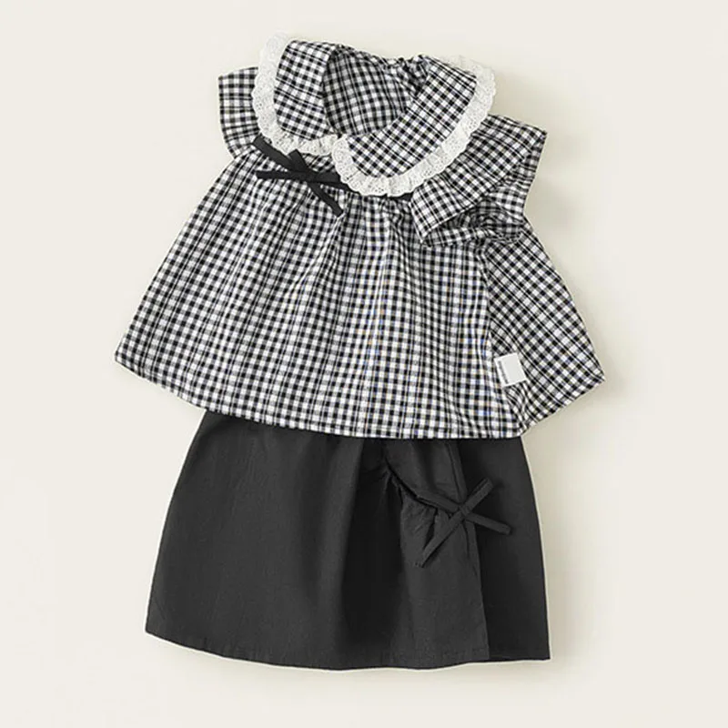 Conjunto verano niña top sin mangas y falda de cuadros - imagen 4