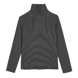 Camiseta interior rayada bebé cuello alto manga larga otoño invierno