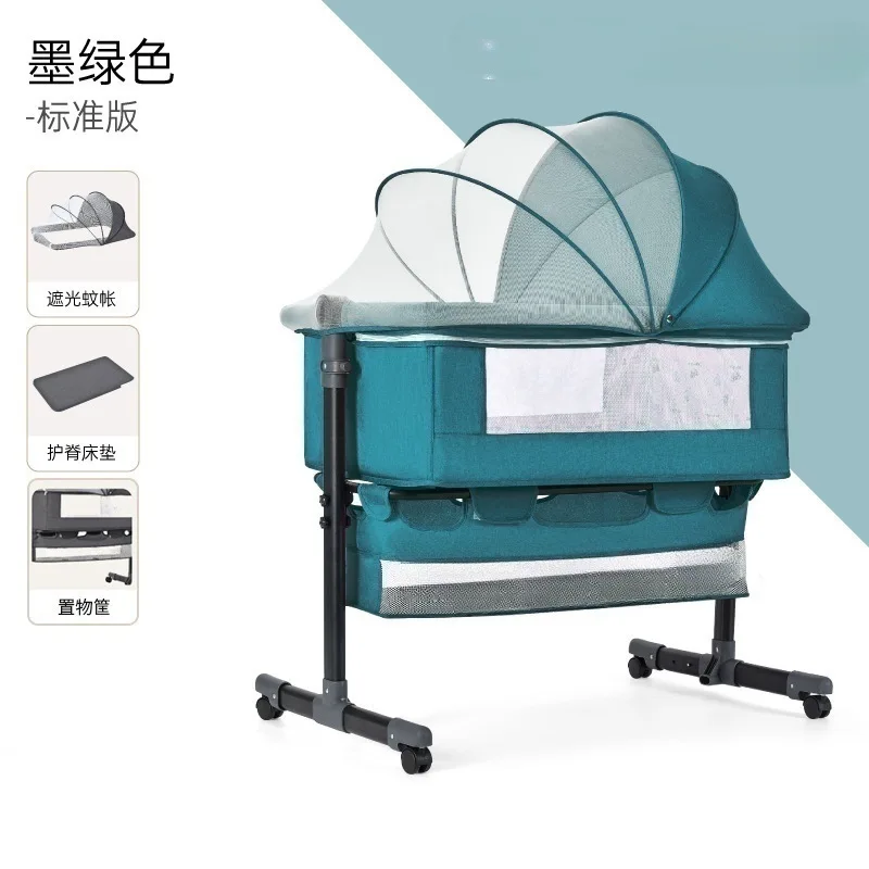 Cuna de bebé portátil plegable multifuncional altura ajustable BB cama recién nacido empalme cama grande cuna de bebé - imagen 2