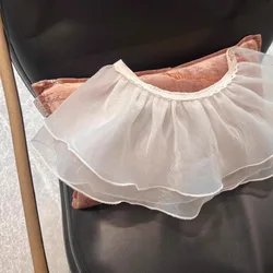 Falda de tul rosa con encaje para niña estilo romántico coreano