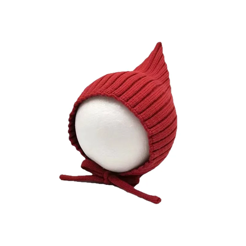 Gorro cálido tejido para bebé, gorro con protección para los oídos para bebé, Color sólido, grueso, cálido, para niño y niña, gorros de lana de ganchillo - imagen 5