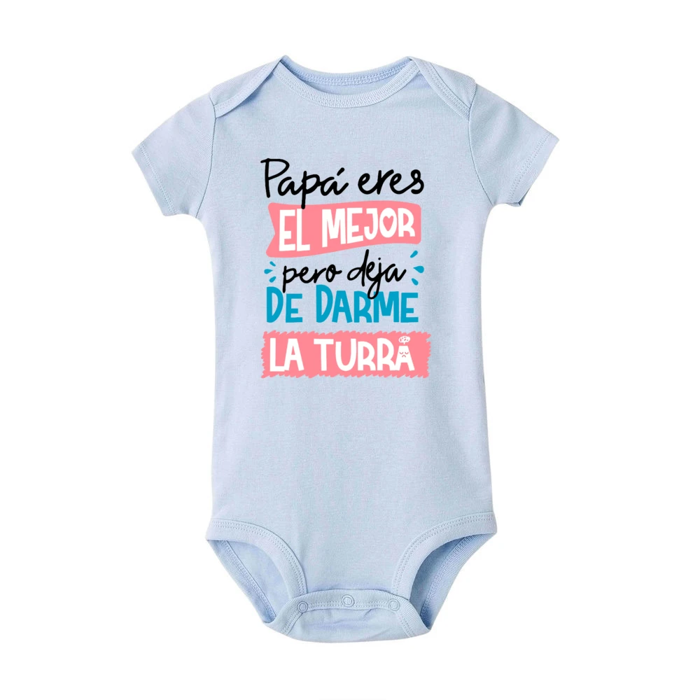 Papá eres el mejor pero me pareando la torreta mameluco de bebé estampado divertido traje de recién nacido mono infantil de manga corta - imagen 4
