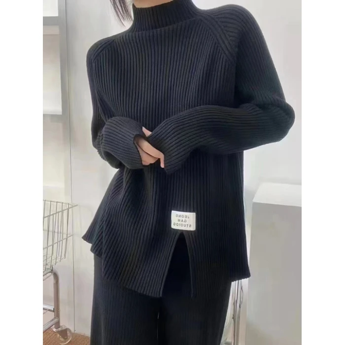 943 #   Suéteres de punto para maternidad, camisas con cuello alto, ropa para mujeres embarazadas, Tops de embarazo, moda Otoño Invierno 2023 - imagen 5